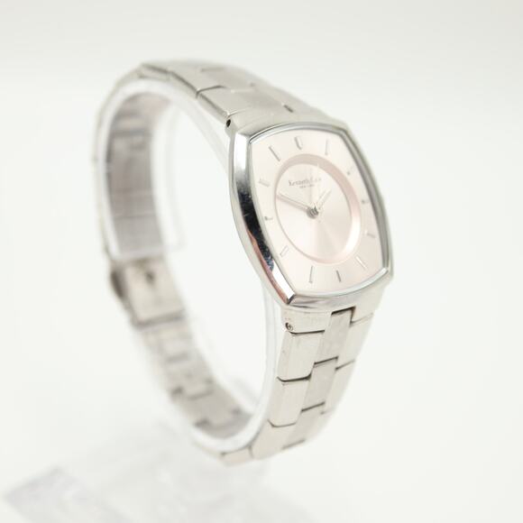 Kenneth Cole Slim Womens Silver Tone 28mm Watch 6" Stainless Steel w New Battery - Picture 8 of 12